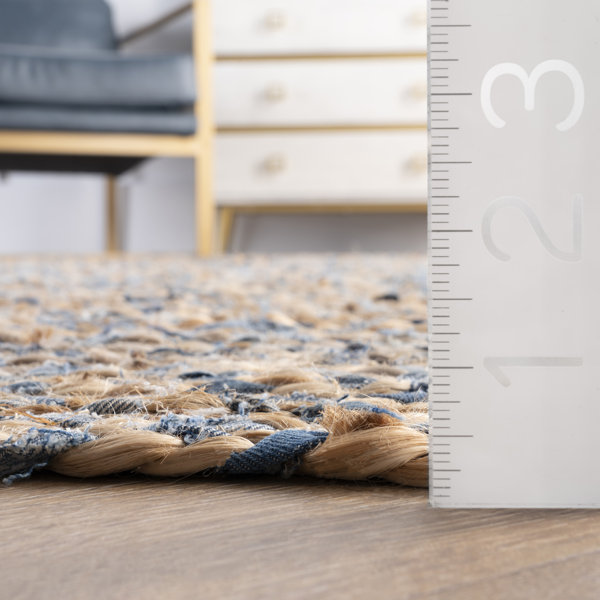 Mistana™ Destrie Handmade Braided Denim and Jute Blue/Beige Rug